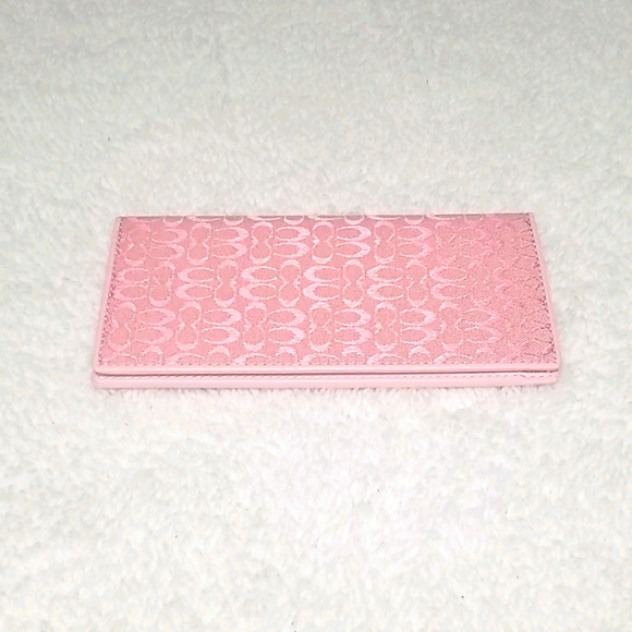 Coach Checkbook wallet Pink Signature Print